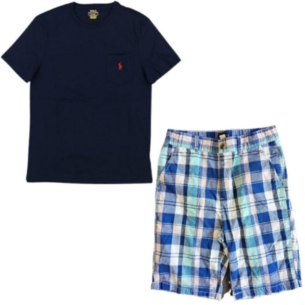 Polo Ralph Lauren & The Childrens Place Shirt & Checkered Shorts Set Size Medium